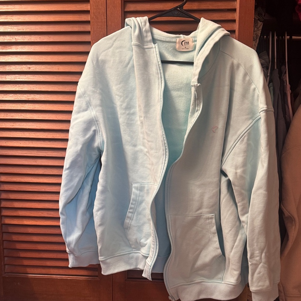 Zyia Sky Blue Zip-Up Hoodie